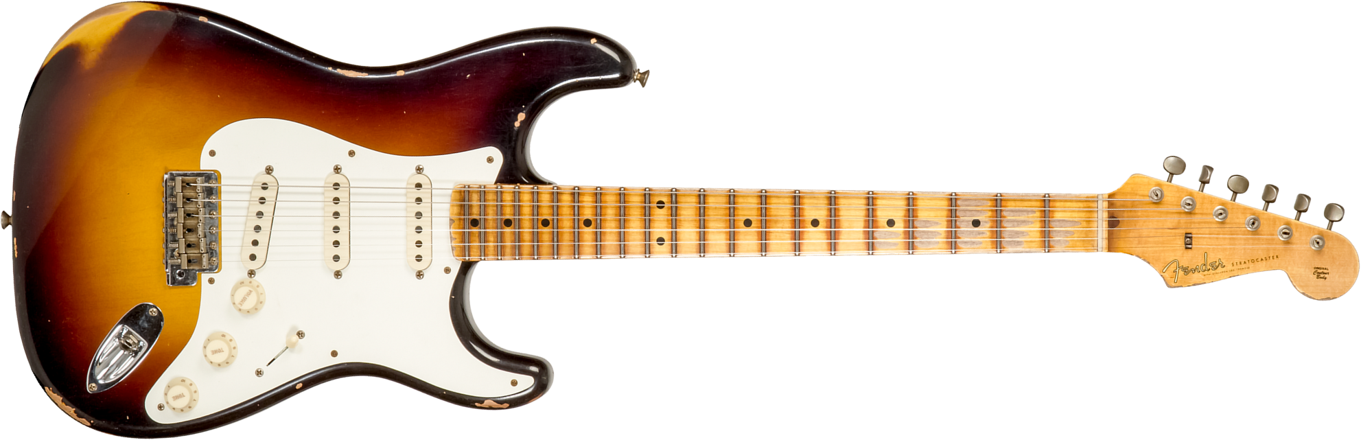 Fender Custom Shop Strat 1957 3s Trem Mn #cz575421 - Relic 2-color Sunburst - Guitare Électrique Forme Str - Main picture
