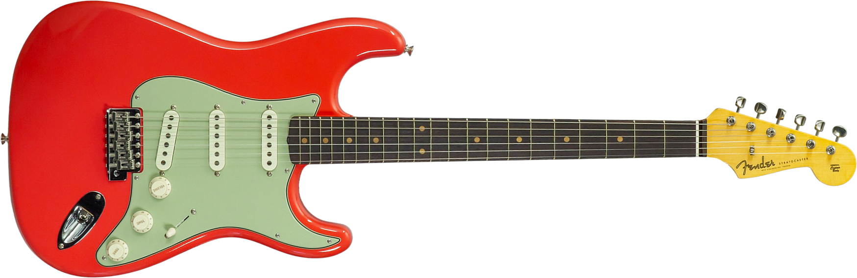 Fender Custom Shop Strat 1959 Vintage Custom 3s Trem Rw #r147785 - Time Capsule Fiesta Red - Guitare Électrique Forme Str - Main picture