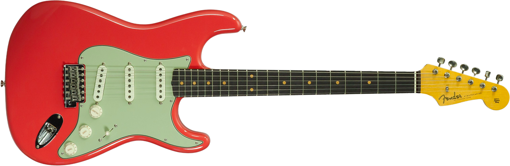 Fender Custom Shop Strat 1959 Vintage Custom 3s Trem Rw #r148219 - Time Capsule Fiesta Red - Guitare Électrique Forme Str - Main picture