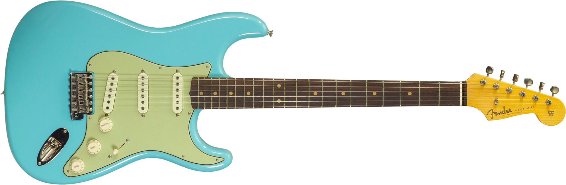 Fender Custom Shop Strat 1959 Vintage Custom 3s Trem Rw #r150835 - Time Capsule Daphne Blue - Guitare Électrique Forme Str - Main picture