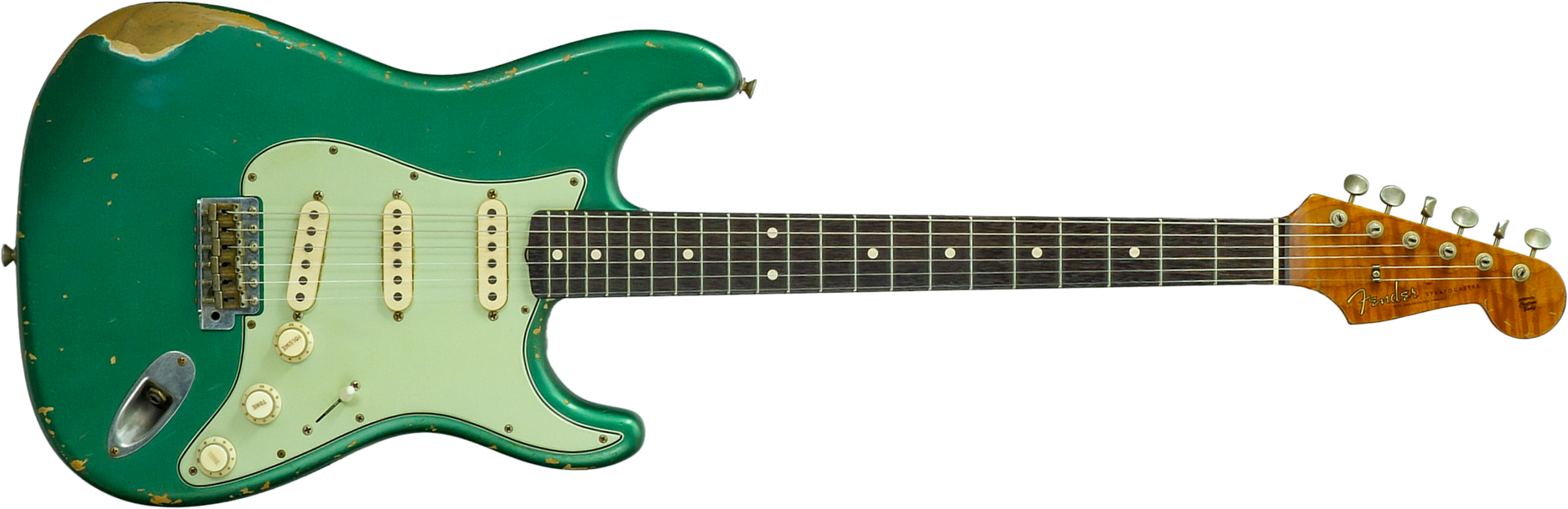Fender Custom Shop Strat 1960/63 Mb A.macnutt 3s Trem Rw #r141359 - Relic Sherwood Green Metallic - Guitare Électrique Forme Str - Main picture