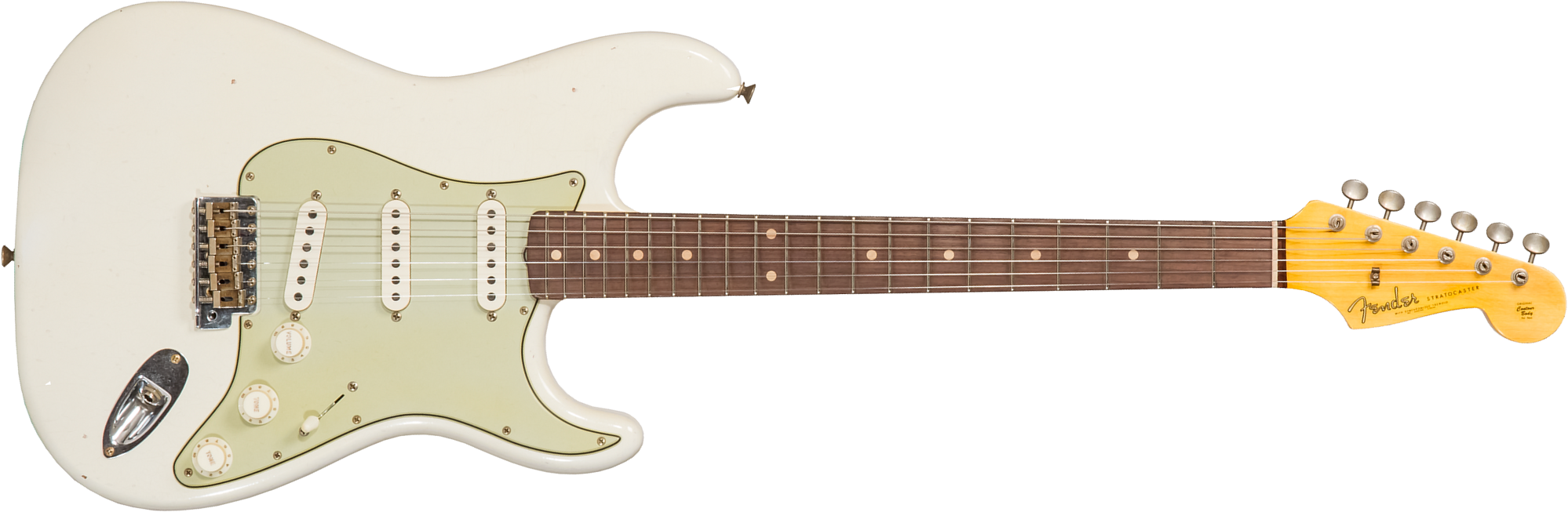 Fender Custom Shop Strat 1962/63 3s Trem Rw - Journeyman Relic Olympic White - Guitare Électrique Forme Str - Main picture