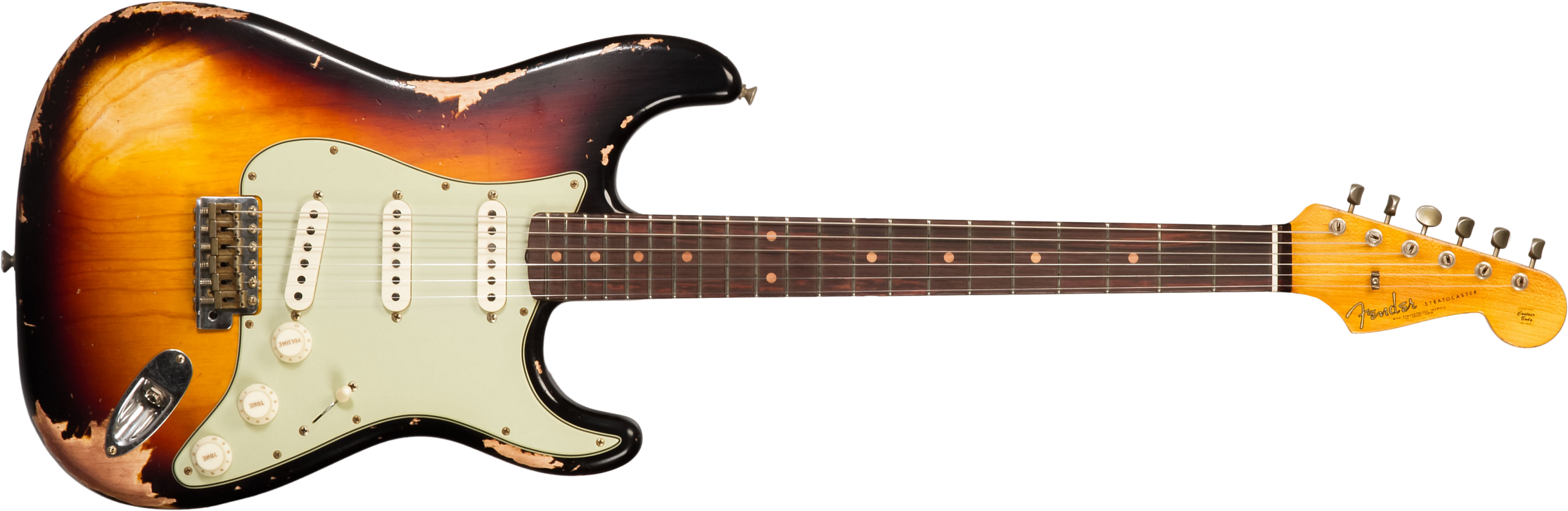 Fender Custom Shop Strat 1962 6s Trem Rw #cz580826 - Heavy Relic 3-color Sunburst - Guitare Électrique Forme Str - Main picture
