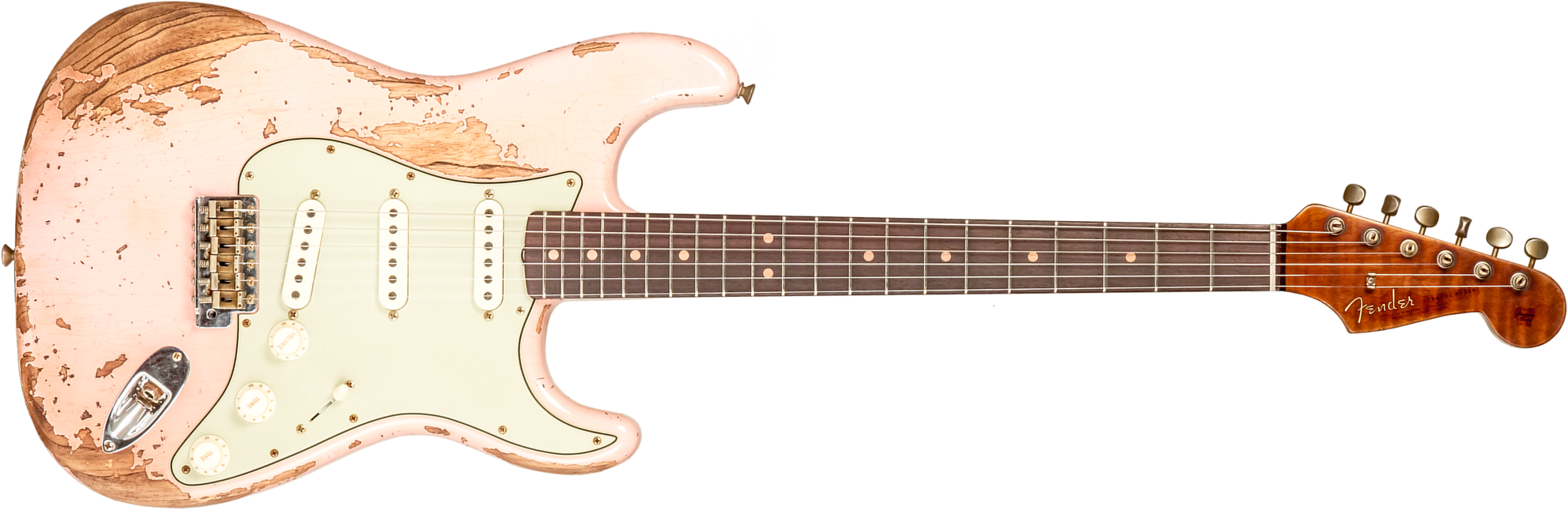 Fender Custom Shop Strat 1963 3s Trem Rw #r136150 - Super Heavy Relic Shell Pink - Guitare Électrique Forme Str - Main picture