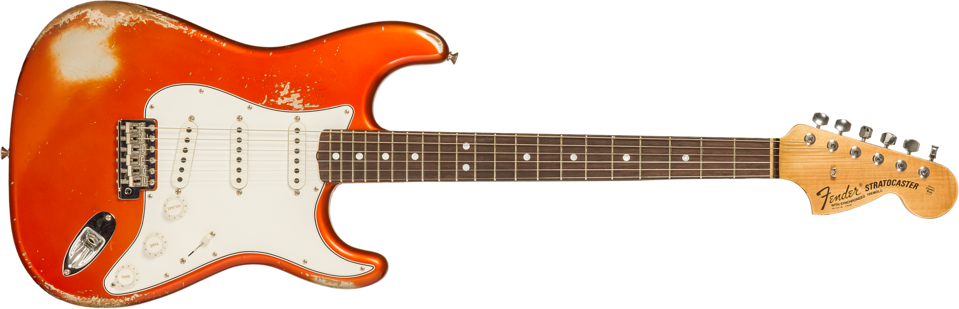 Fender Custom Shop Strat 1969 3s Trem Rw #r132166 - Heavy Relic Candy Tangerine - Guitare Électrique Forme Str - Main picture