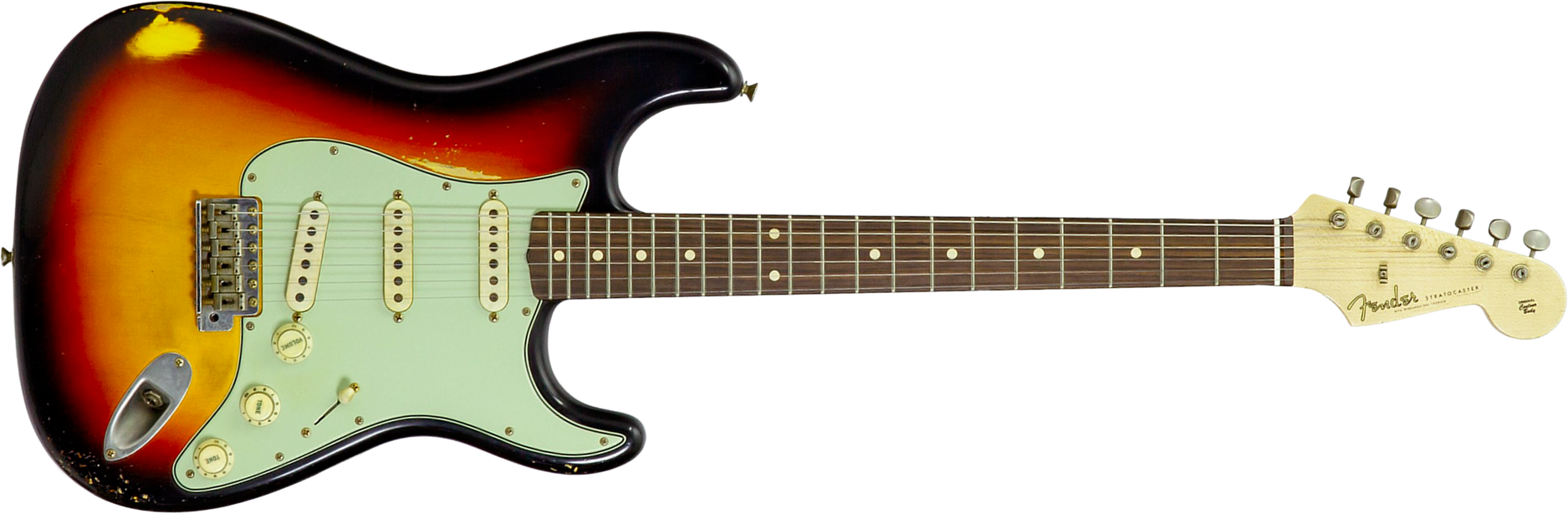 Fender Custom Shop Strat 60s Mb A.hicks 3s Trem Rw #4681 #ah0416 - Relic 3-color Sunburst - Guitare Électrique Forme Str - Main picture