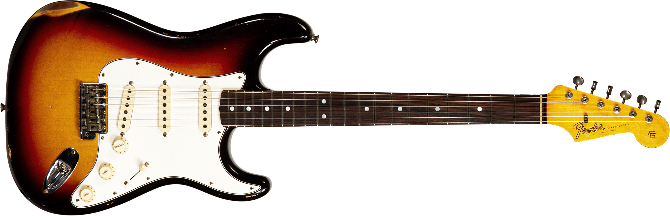 Fender Custom Shop Strat Late 64 3s Trem Rw #cz568169 - Relic Target 3-color Sunburst - Guitare Électrique Forme Str - Main picture