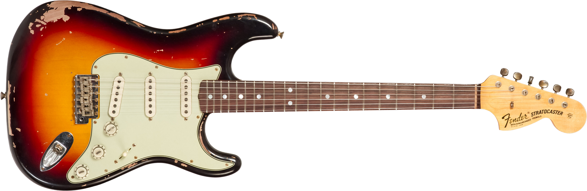 Fender Custom Shop Strat Michael Landau 1968 Trem 3s - Relic Bleached 3-color Sunburst - Guitare Électrique Forme Str - Main picture