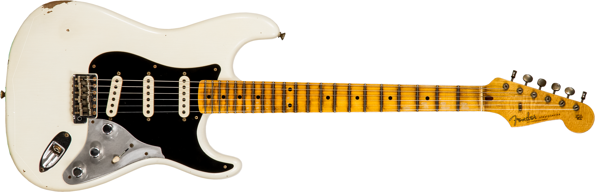 Fender Custom Shop Strat Poblano Ii 3s Trem Mn #cz555378 - Relic Olympic White - Guitare Électrique Forme Str - Main picture