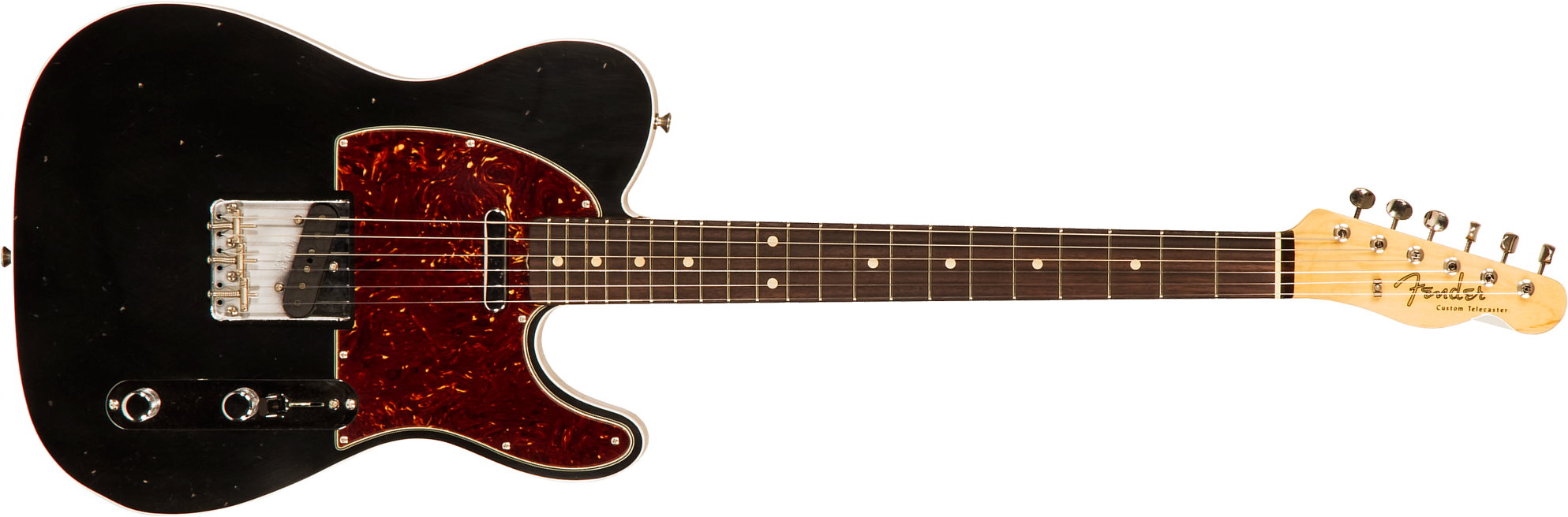 Fender Custom Shop Tele 1960 2s Ht Rw #r114759 - Journeyman Relic Black - Guitare Électrique Forme Tel - Main picture
