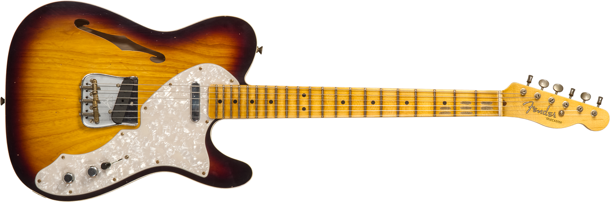 Fender Custom Shop Tele Thinline 50s Mn #cz574212 - Journeyman Relic Aged 2-color Sunburst - Guitare Électrique Forme Tel - Main picture