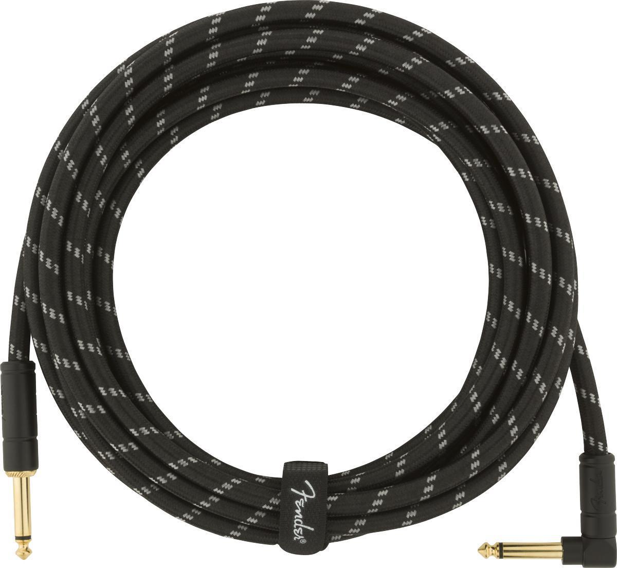 Câble Fender Deluxe Instrument Cable, 15ft, Straight/Angle - Black Tweed