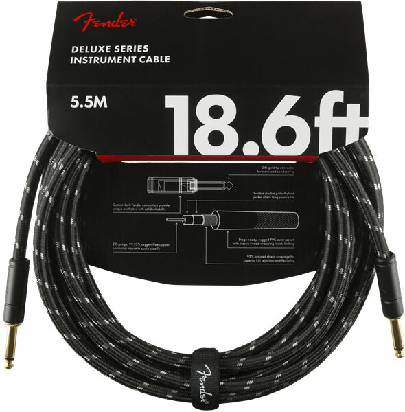 Fender Deluxe Instrument Cable Droit/droit 18.6ft Black Tweed - CÂble - Main picture