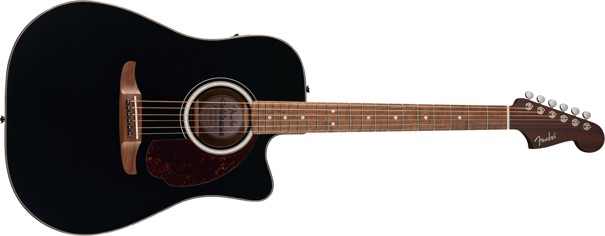 Fender Deluxe Redondo Ce California Dreadnought Cw Epicea Acajou Noy - Black - Guitare Folk - Main picture