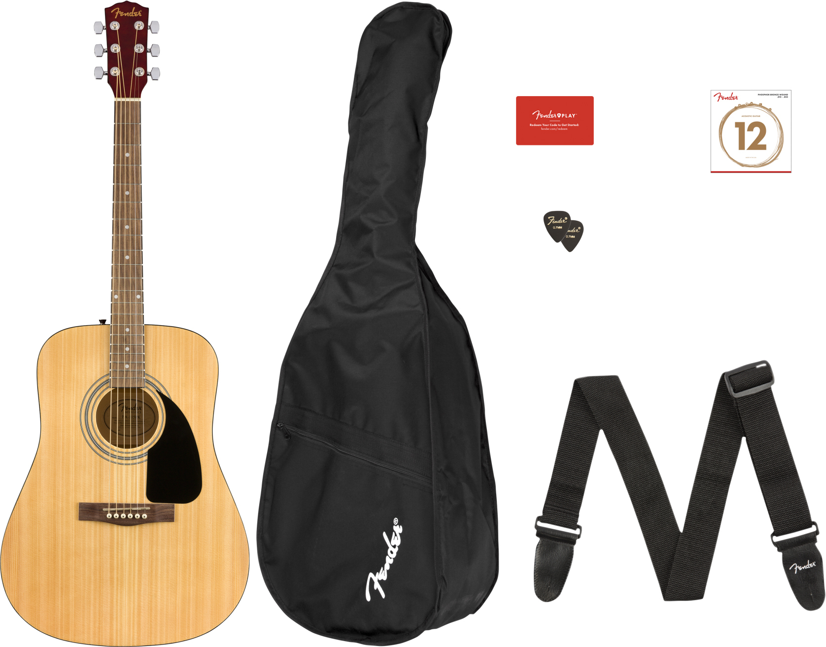 Fender Fa-115 Pack Dreadnought Epicea Acajou Wal - Natural - Pack Guitare Acoustique - Main picture