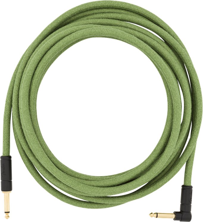 Fender Festival Pure Hemp Instrument Cable Droit/coude 18.6ft Green - CÂble - Main picture