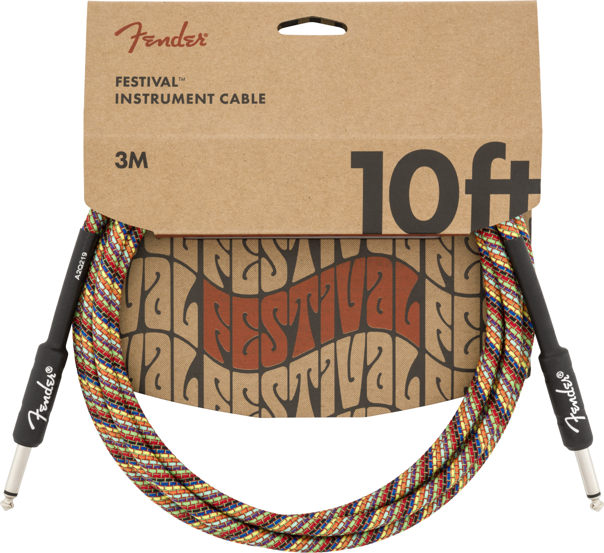 Fender Festival Pure Hemp Instrument Cable Droit/droit 10ft 3m Rainbow - CÂble - Main picture