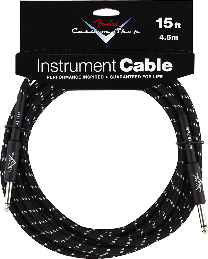 Fender Instrument Cable Custom Shop Performance Jacks Droit 15ft . 4.5m Black Tweed - CÂble - Main picture