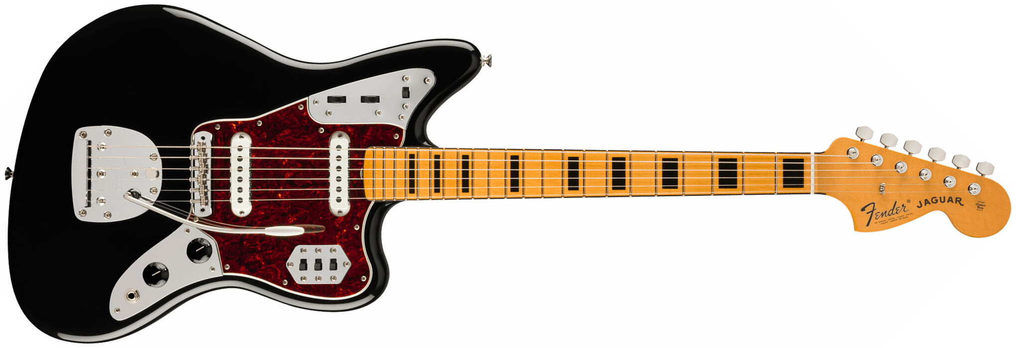 Fender Jaguar 70s Vintera 2 Mex 2s Trem Mn - Black - Guitare Électrique RÉtro Rock - Main picture