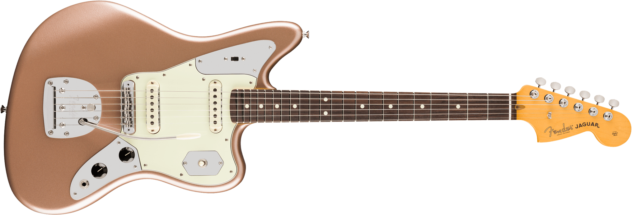 Fender Jaguar Classic American Pro Usa Shsc 2s Trem Rw - Faded Firemist Gold - Guitare Électrique RÉtro Rock - Main picture