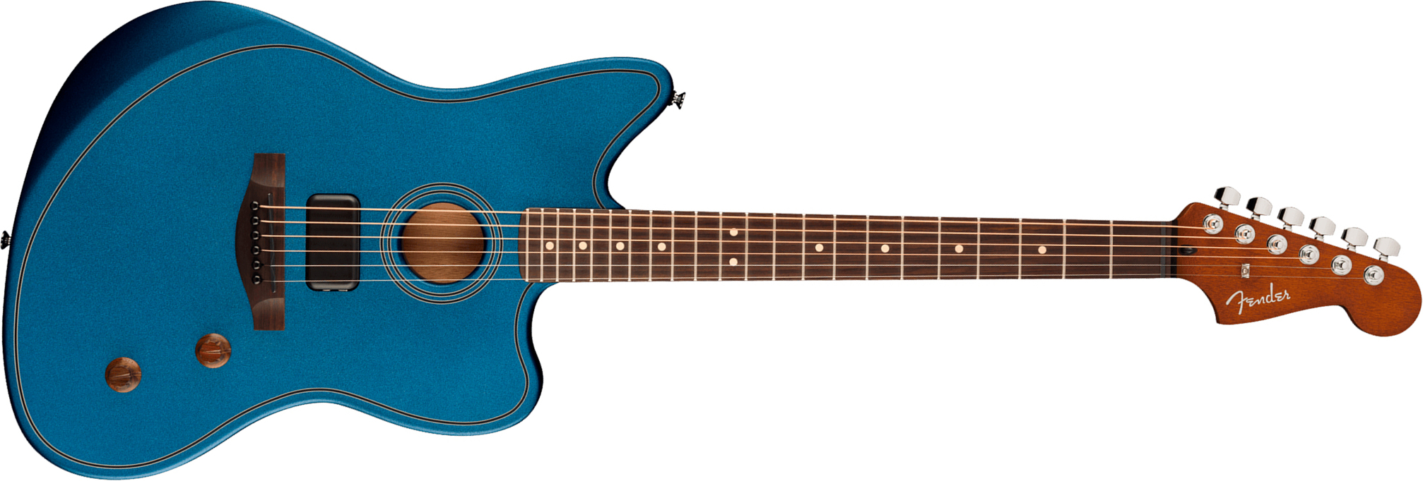 Fender Jazzmaster Acoustasonic Standard Ind Epicea Acajou Rw - Lake Placid Blue - Guitare Folk - Main picture