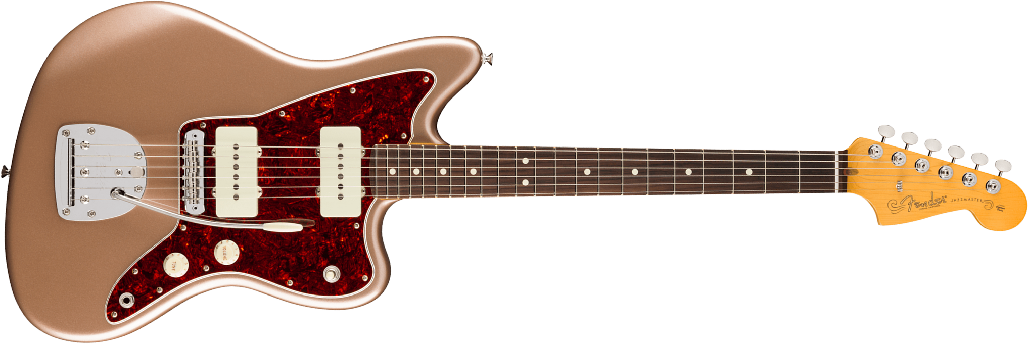 Fender Jazzmaster Classic American Pro Usa 2s Trem Rw - Faded Firemist Gold - Guitare Électrique RÉtro Rock - Main picture