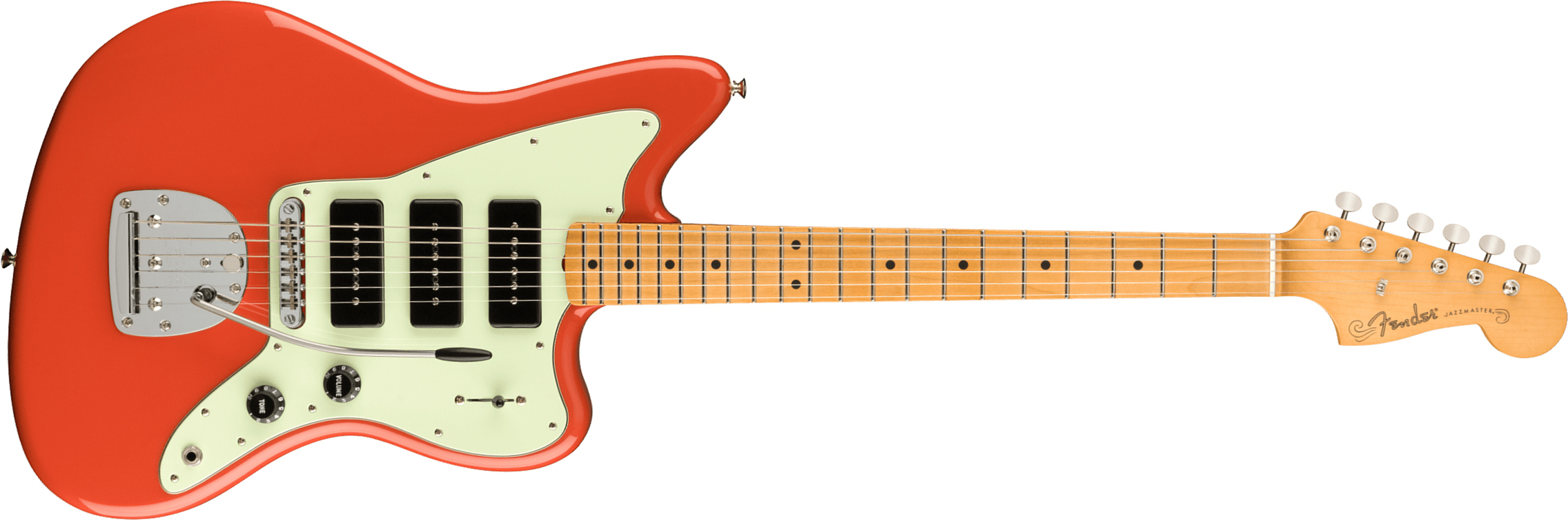 Fender Jazzmaster Noventa Mex Sss Mn +housse - Fiesta Red - Guitare Électrique RÉtro Rock - Main picture