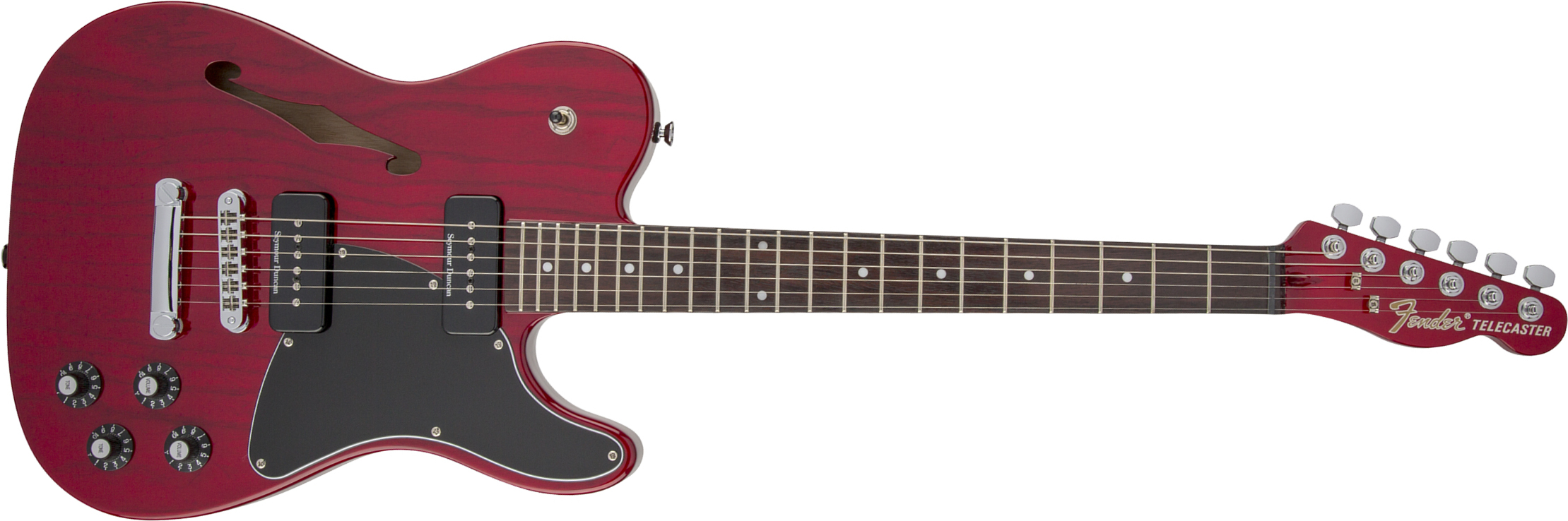 Fender Jim Adkins Tele Ja-90 Mex Signature 2p90 Lau - Crimson Red Transparent - Guitare Électrique Forme Tel - Main picture