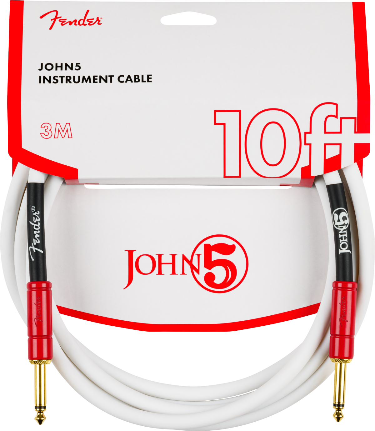 Fender John 5 Instrument Cable 10ft Droit/droit White & Red - CÂble - Main picture