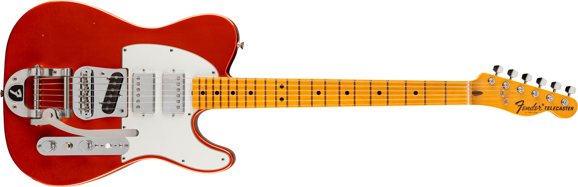 Fender Mike Campbell Tele Red Dog Stories Usa Signature Shh Trem Mn - Red Dog Red - Guitare Électrique Forme Tel - Main picture