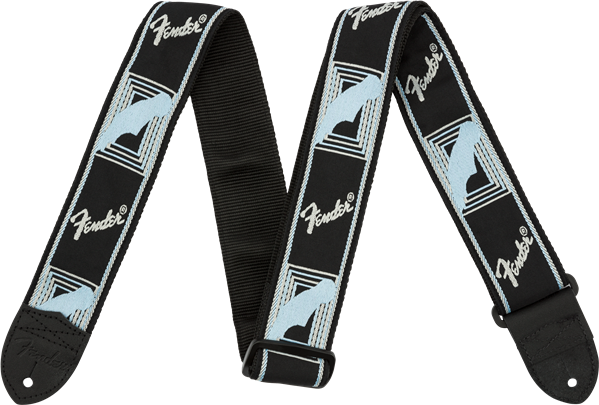 Fender Monogrammed Cotton 2inc.5cm Black Light Grey Blue - Sangle Courroie - Main picture