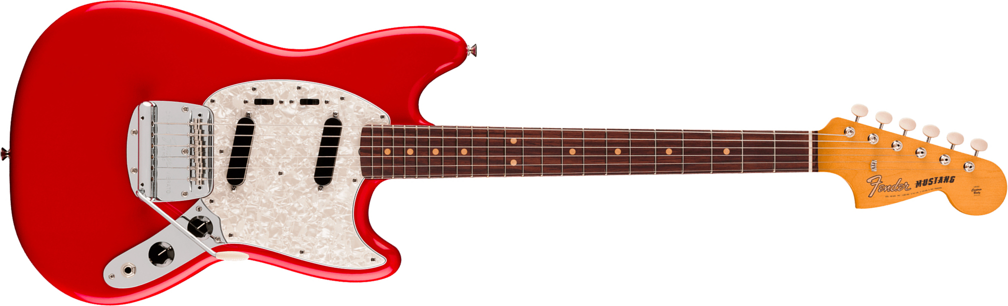 Fender Mustang Mid 60s Vintera 3 Mex Shsc 2s Trem Rw - Dakota Red - Guitare Électrique RÉtro Rock - Main picture