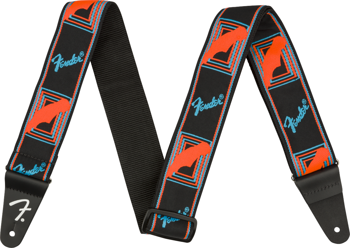 Fender Neon Monogrammed Guitar Strap Poly Blue/orange - Sangle Courroie - Main picture