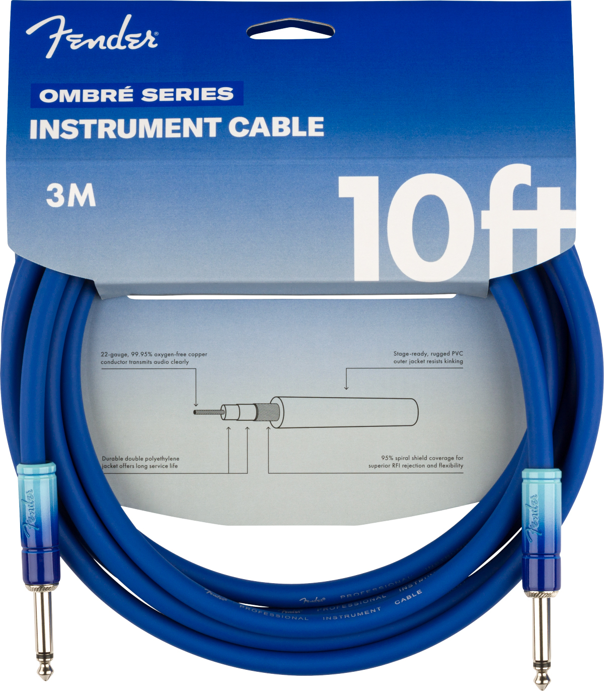 Fender Ombre Instrument Cable Droit Droit 10ft 3.05m Belair Blue - CÂble - Main picture