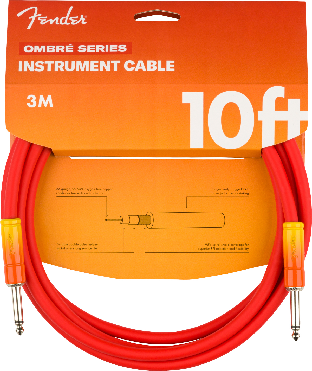 Fender Ombre Instrument Cable Droit Droit 10ft 3.05m Tequila Sunrise - CÂble - Main picture