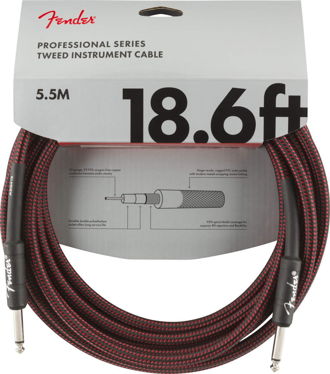 Fender Pro Instrument Cable 18.6ft Droit/droit Red Tweed - CÂble - Main picture