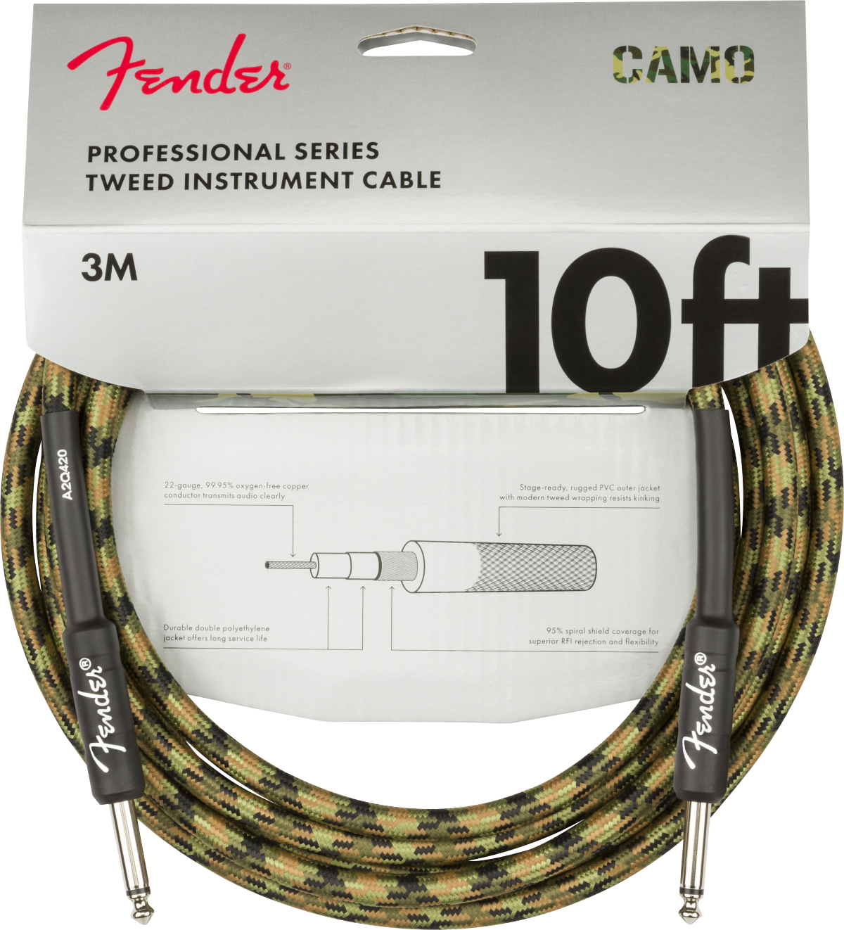 Fender Professional Series Instrument Cable Droit Droit 10ft 3m Woodland Camo - CÂble - Main picture