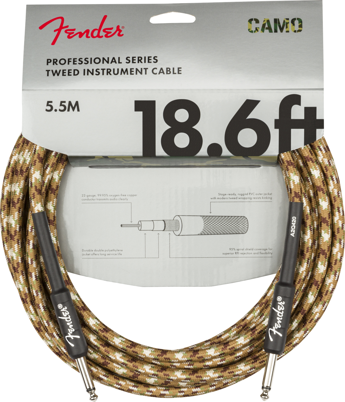 Fender Professional Series Instrument Cable Droit Droit 18.6ft 5.7m Desert Camo - CÂble - Main picture