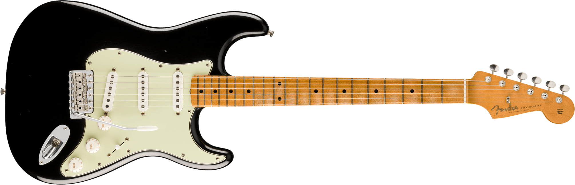Fender Strat 60s Road Worn Vintera 2 Ltd Mex 3s Trem Mn - Black - Guitare Électrique Forme Str - Main picture