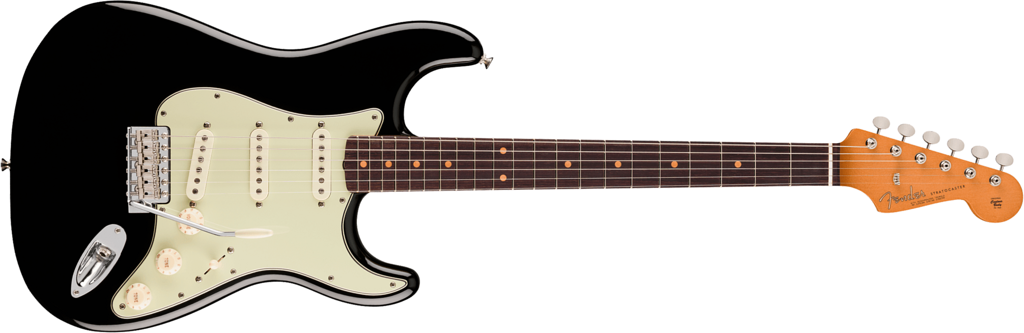 Fender Strat Early 60s Vintera 3 Mex 3s Trem Rw - Black - Guitare Électrique Forme Str - Main picture