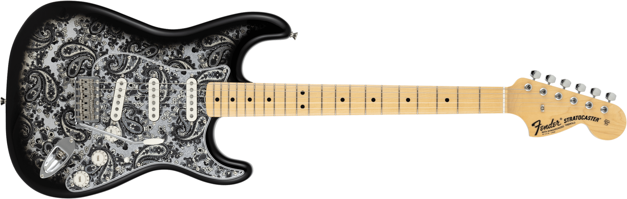 Fender Strat Ltd Jap 3s Trem Mn - Black Paisley - Guitare Électrique Forme Str - Main picture