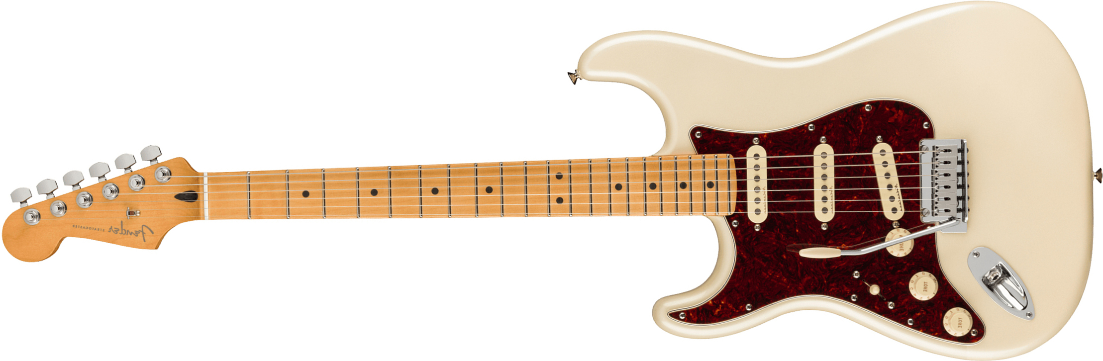 Player Plus Stratocaster LH (MEX, MN) - olympic pearl Guitare électrique  gaucher Fender