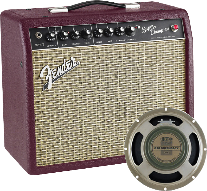 Fender Super Champ X2 Fsr 2014 Cabernet.blues 15w 1x10 Celestion Greenback Wine.red - Ampli Guitare Électrique Combo - Main picture