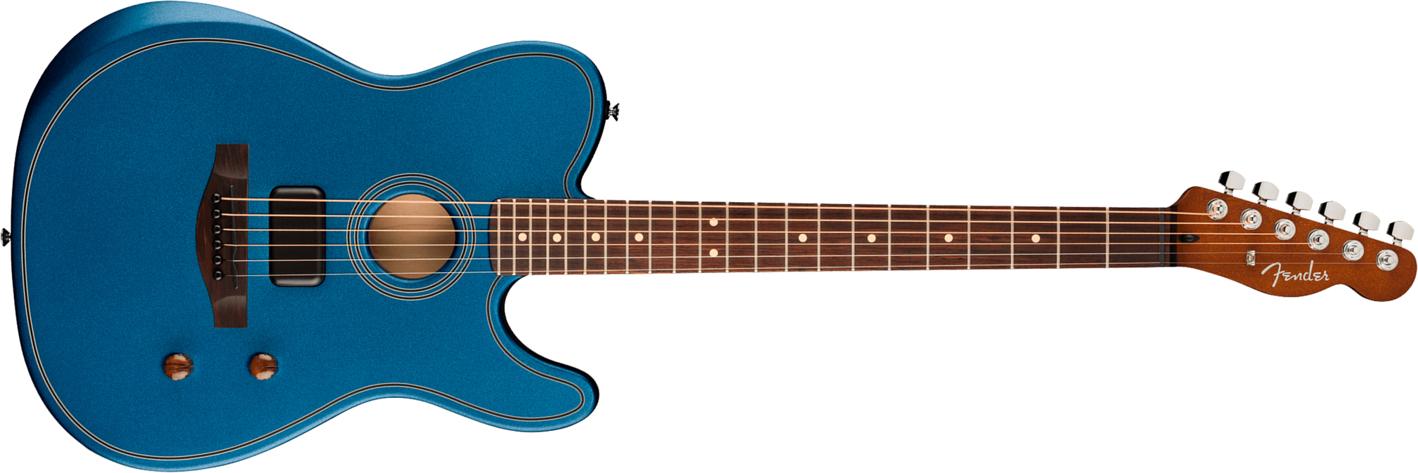 Fender Tele Acoustasonic Standard Ltd Ind Epicea Nyatoh Rw - Lake Placid Blue - Guitare Folk - Main picture
