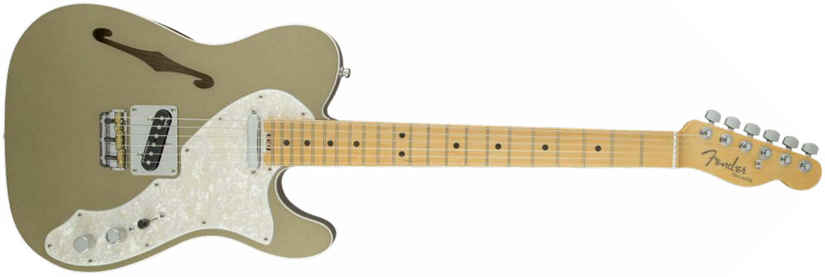 Fender Tele Thinline American Elite Usa 2017 2s Mn - Champagne - Guitare Électrique 1/2 Caisse - Main picture