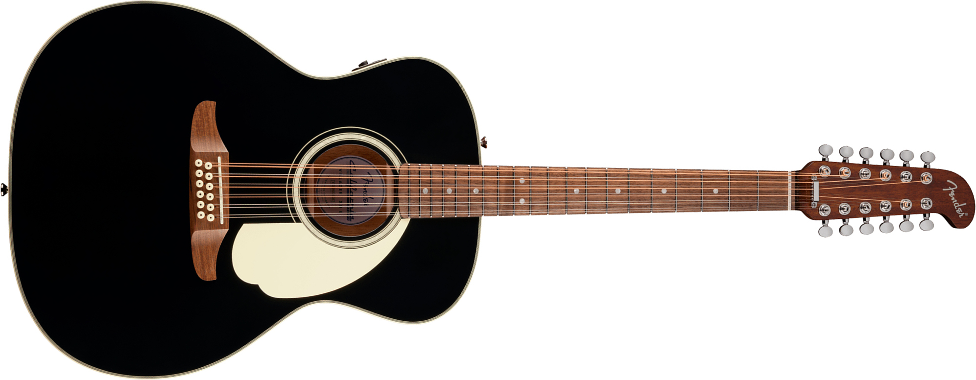 Fender Villager Deluxe E California Orchestra Om 12c Shsc Epicea Acajou Noy - Black - Guitare Folk - Main picture