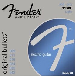 Cordes guitare électrique Fender Electric 3150L Original Bullets Pure Nickel 09-42 - Jeu de 6 cordes