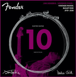 Cordes guitare électrique Fender Jimi Hendrix Voodoo Child Nickel Bullet End Electric Guitar Strings 10-38 - Jeu de 6 cordes