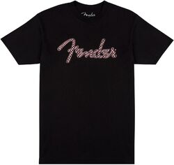 T-shirt à carreaux ondulés avec logo spaghetti, carreaux roses
