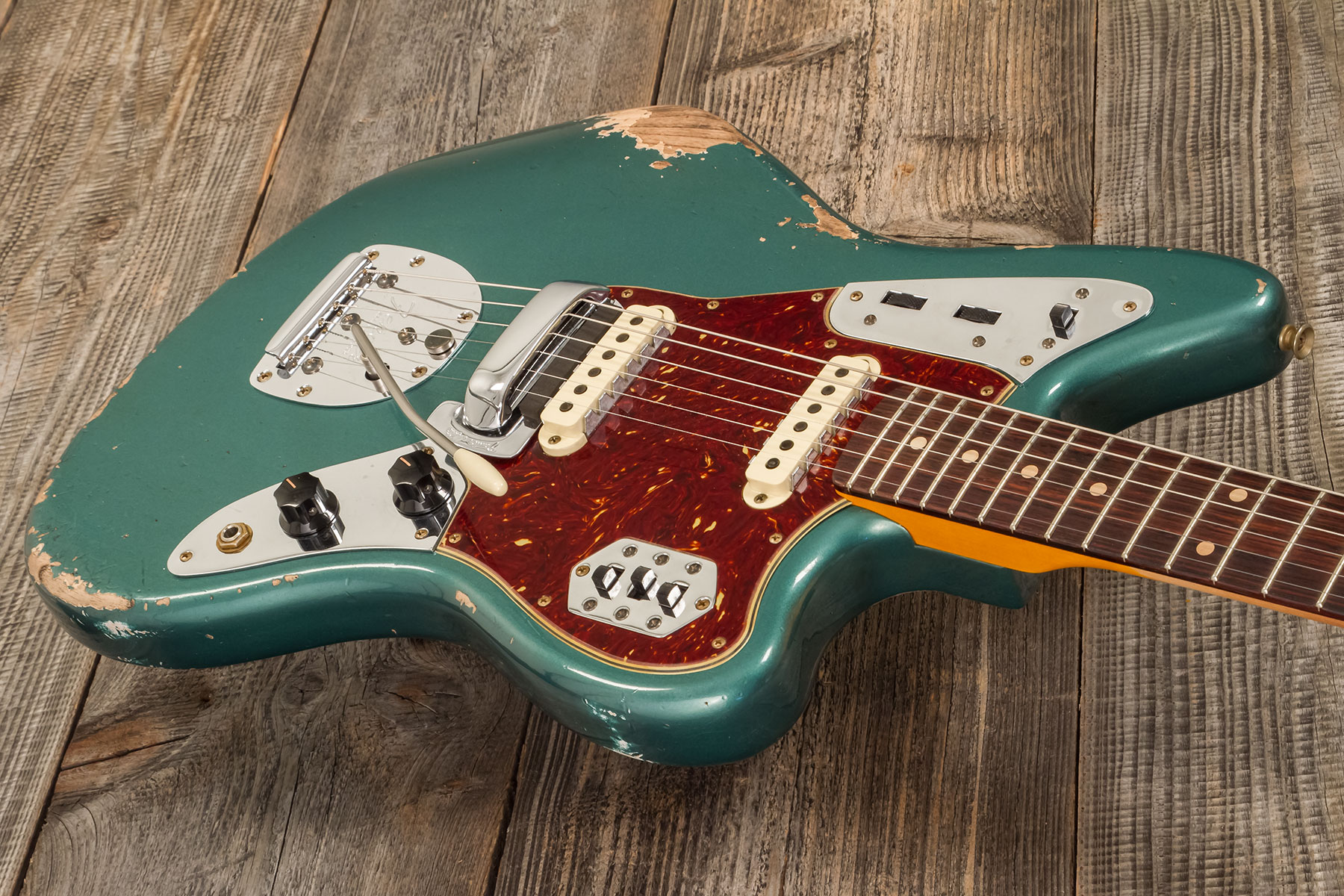 Fender Custom Shop Jaguar 1962 Shsc 2s Trem Rw #r138212 - Heavy Relic Sherwood Green Metallic - Guitare Électrique RÉtro Rock - Variation 2